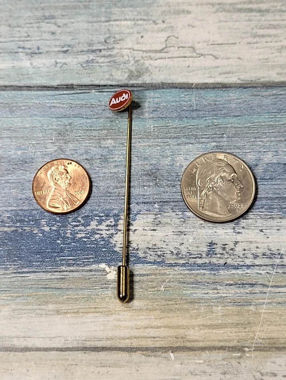 Audi Stick Pin - Red & Gold Logo Lapel Pin